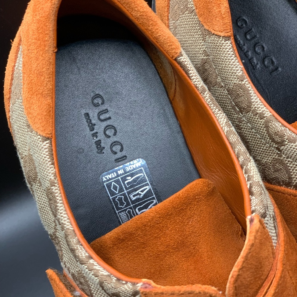 Gucci Orange Suede & GG Canvas Sneakers - Picture 5 of 15
